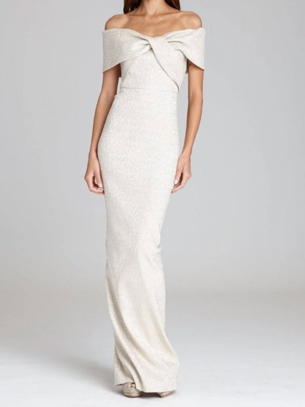 Teri Jon by Rickie Freeman Metallic Twist Front Gown